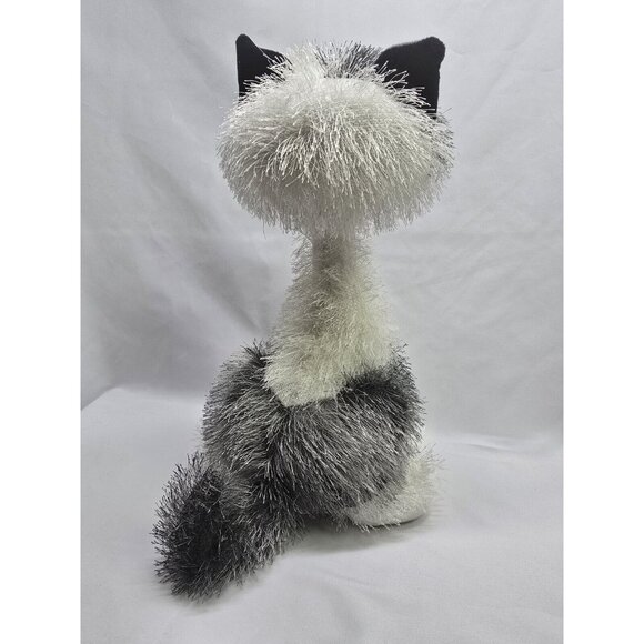 Twisted Whiskers Cat Carlton Card 13" Plush Long Neck Gray White Shaggy Poseable - Picture 5 of 7